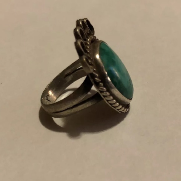 Vintage ring malachite sterling boho free jewelry - Picture 6 of 8